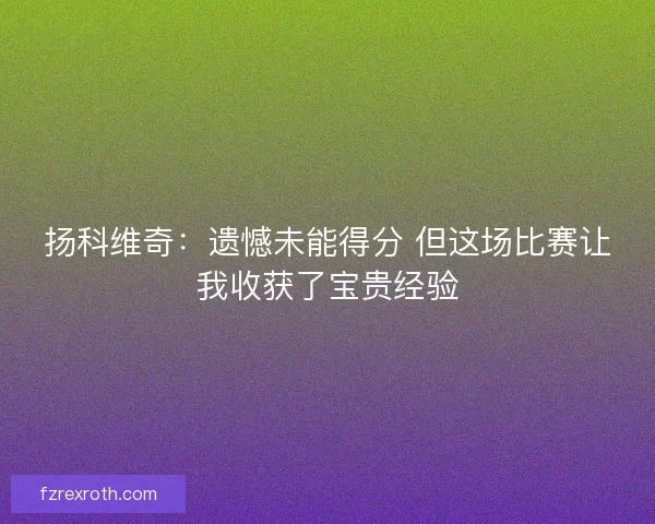 扬科维奇:遗憾未能得分 但这场比赛让我收获了宝贵经验 扬科维奇:遗憾未能得分 但这场比赛让我收获了宝贵经验